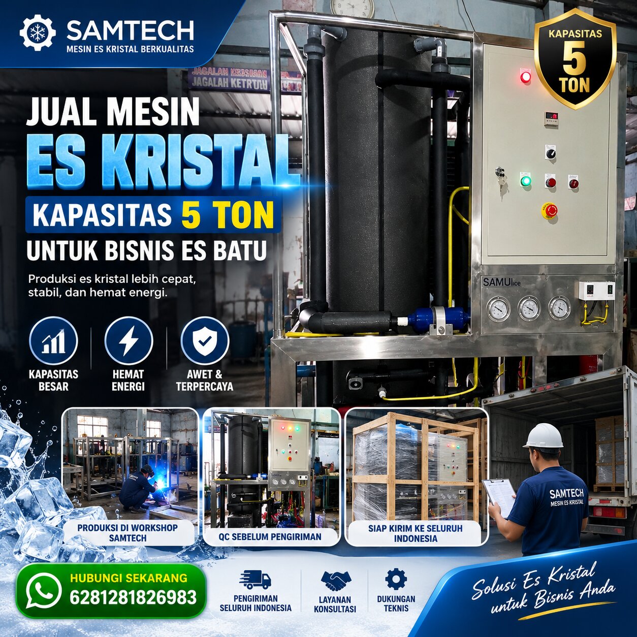 Jual Mesin Es Kristal Kapasitas 5 Ton untuk Bisnis Es Batu